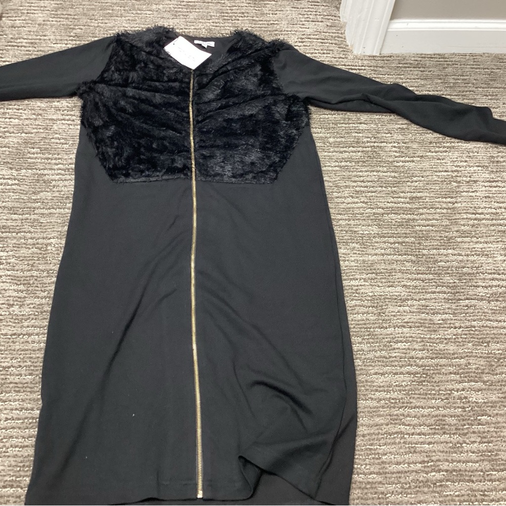 Black or blue dress w gold zipper dress